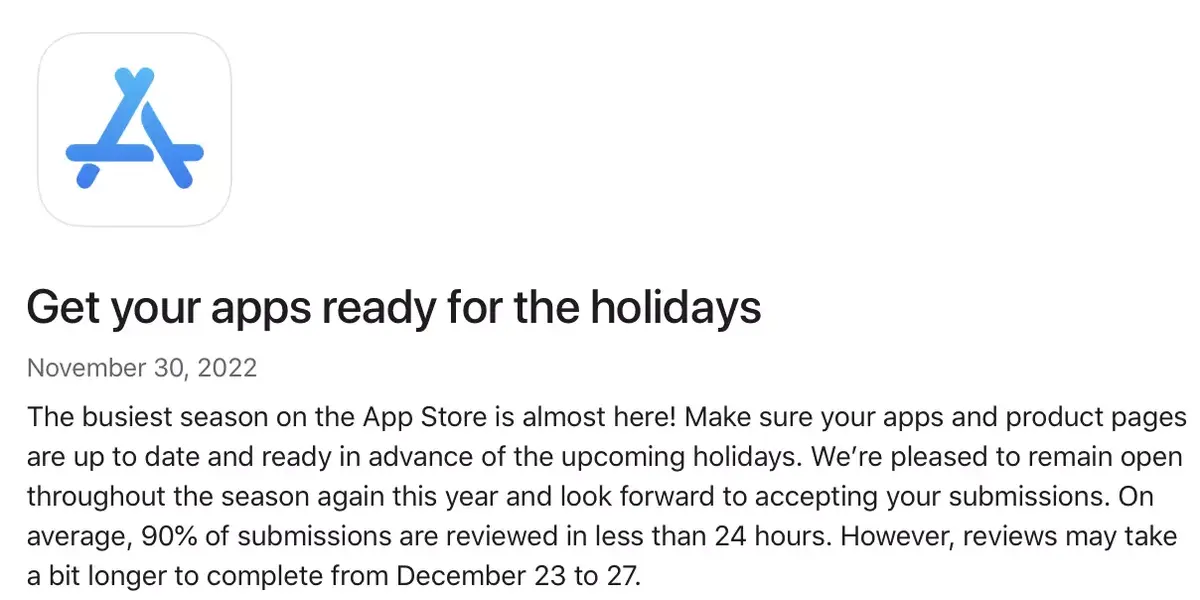  App Store : pour Noël, il sera toujours possible de faire valider les apps
