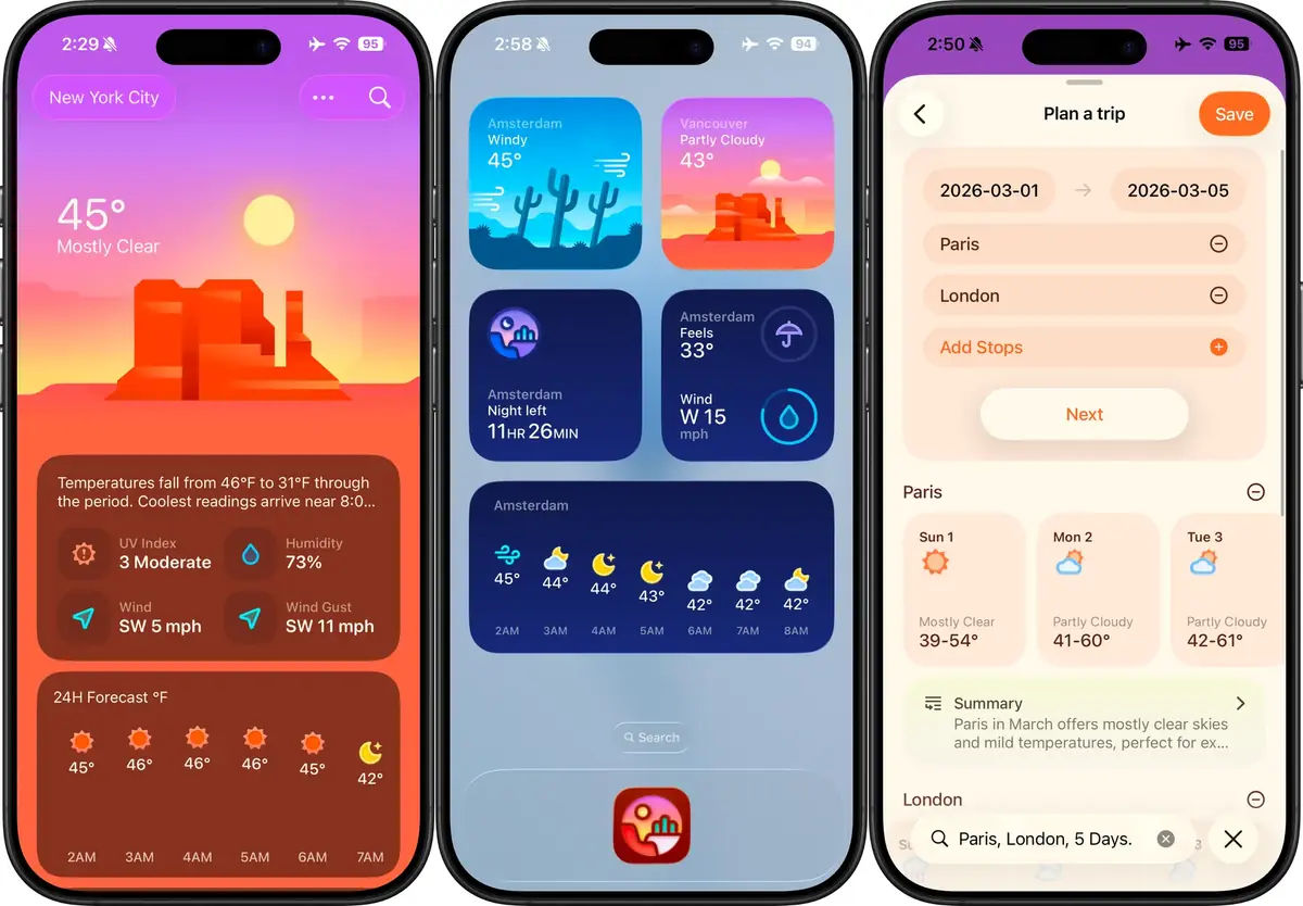 Weather mini&nbsp;: une app m&eacute;t&eacute;o trop mignonne pens&eacute;e pour l'iPhone et Mac