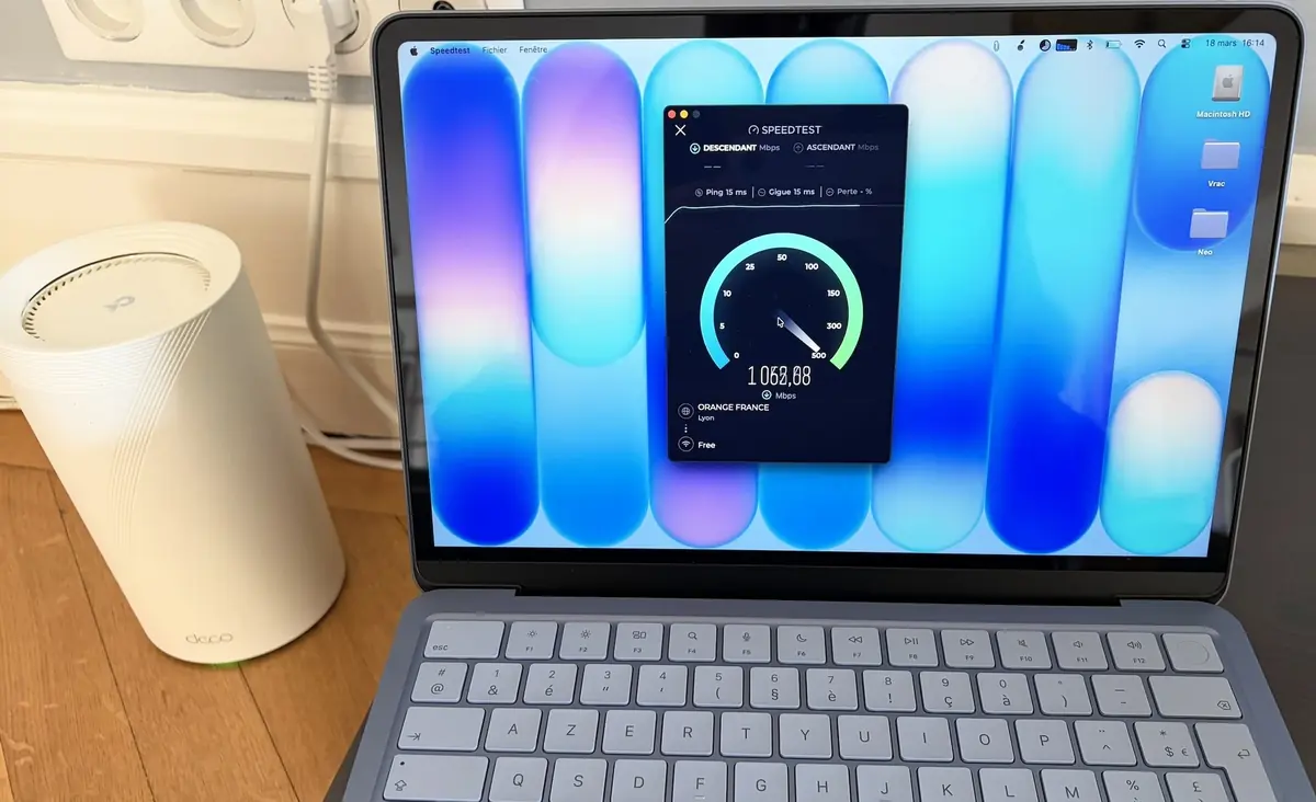 Le Macbook Neo d&eacute;passe les 1000Mb/s en Wi-Fi 6E dans les bonnes conditions