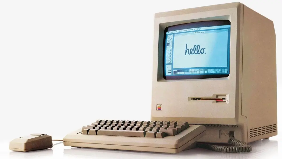 Le Macintosh avec le logo simplifi&eacute; pour sa sortie.