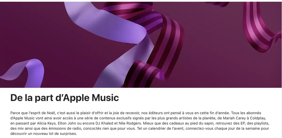 Apple Music propose un petit calendrier de l'avent