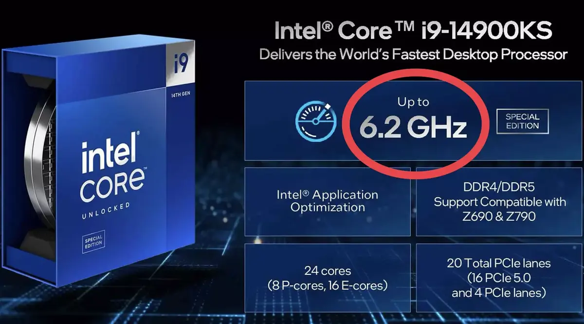 Intel Core i9-14900KS 6,2 GHz record consommation