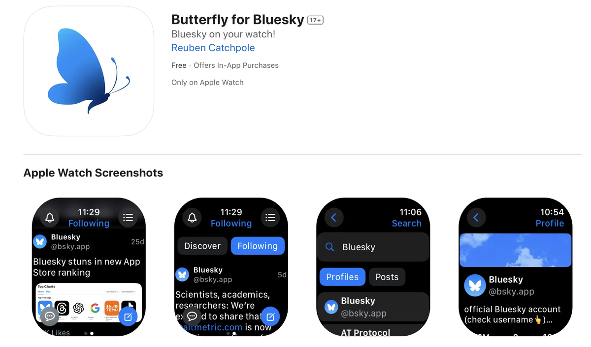 Avec Butterfly, Bluesky débarque sur votre Apple Watch