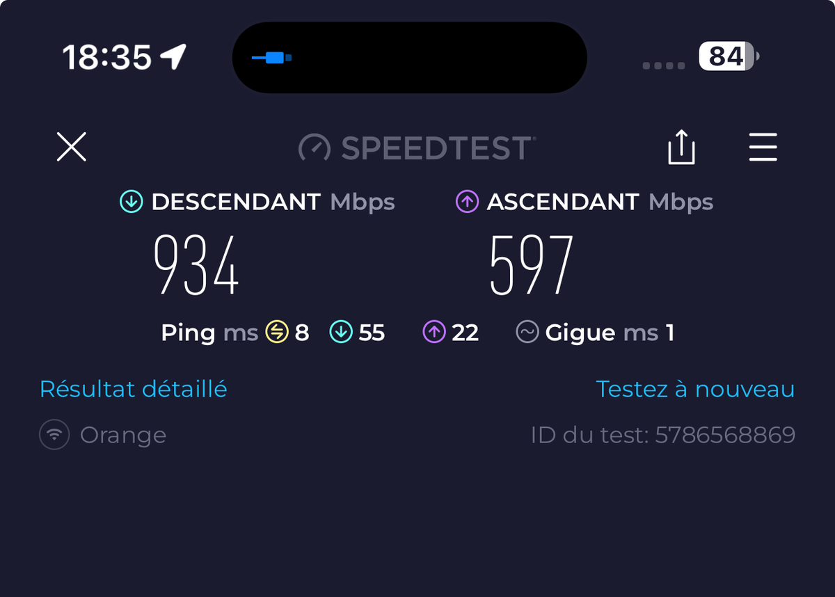 Les débits en Gigabit Ethernet sur un iPhone 15 Pro Max