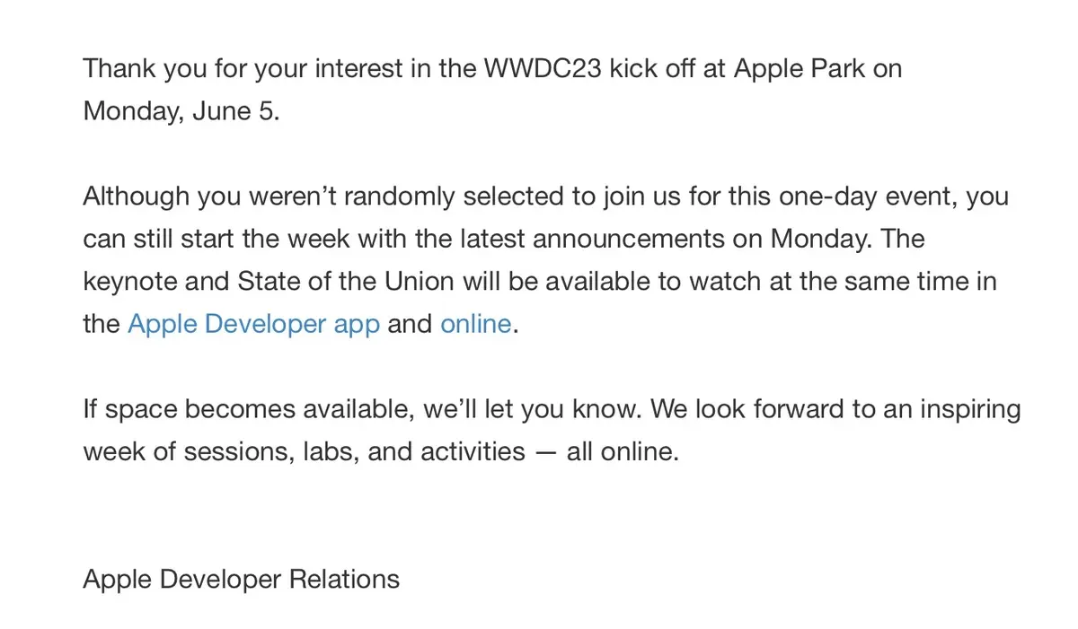 Avez-vous gagné votre invitation à la WWDC 2023 ?