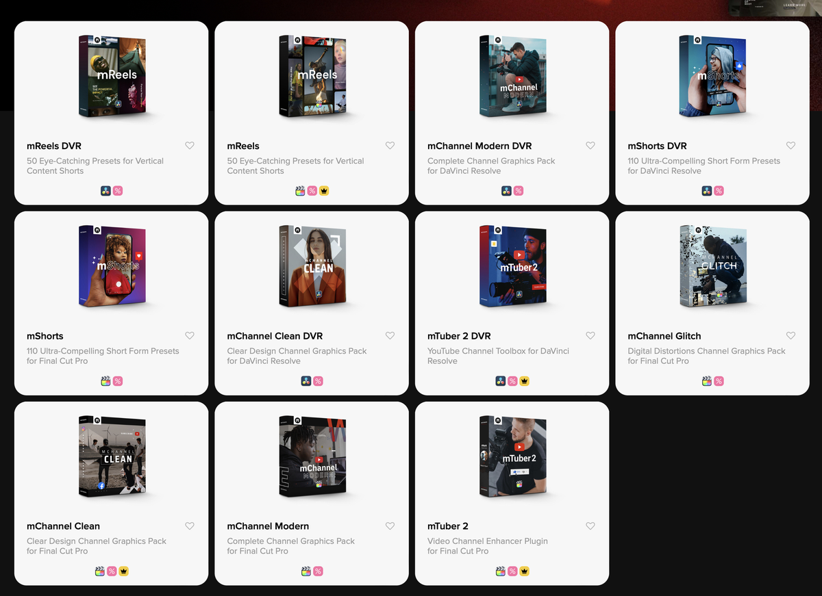 12 plugins Final Cut Pro à -50% chez MotionVFX (mReels, mShort, mTuber, mChannel...)