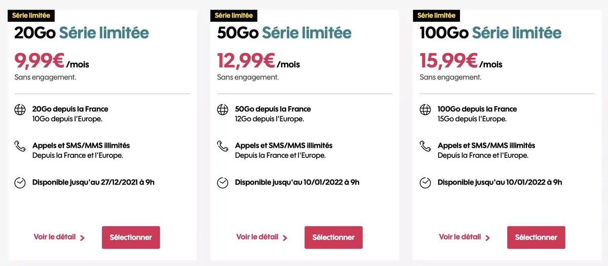 Promo : des forfaits sans engagement de 20 à 200 go de 9,99€ à 19,99€ par mois