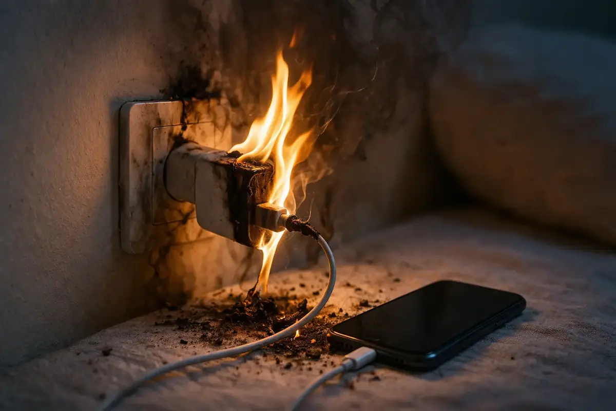 Chargeur iPhone incendie