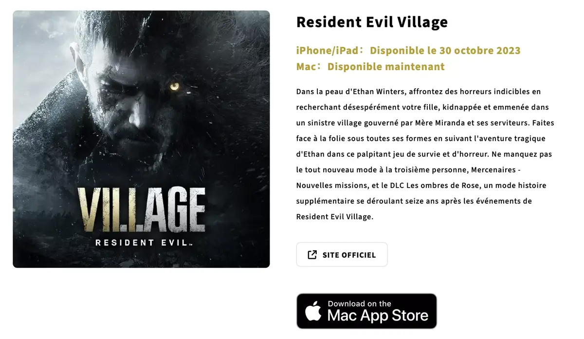 Resident Evil Village sera disponible à temps pour Halloween sur iPhone et iPad