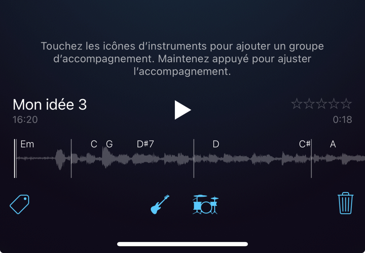 L'App Mémo musical sur iPhone