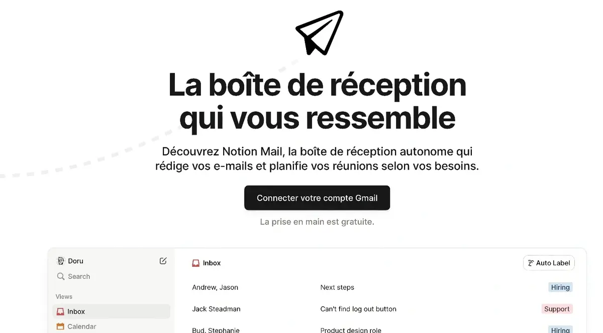 Adieu l’interface Gmail, Notion lance son propre client mail