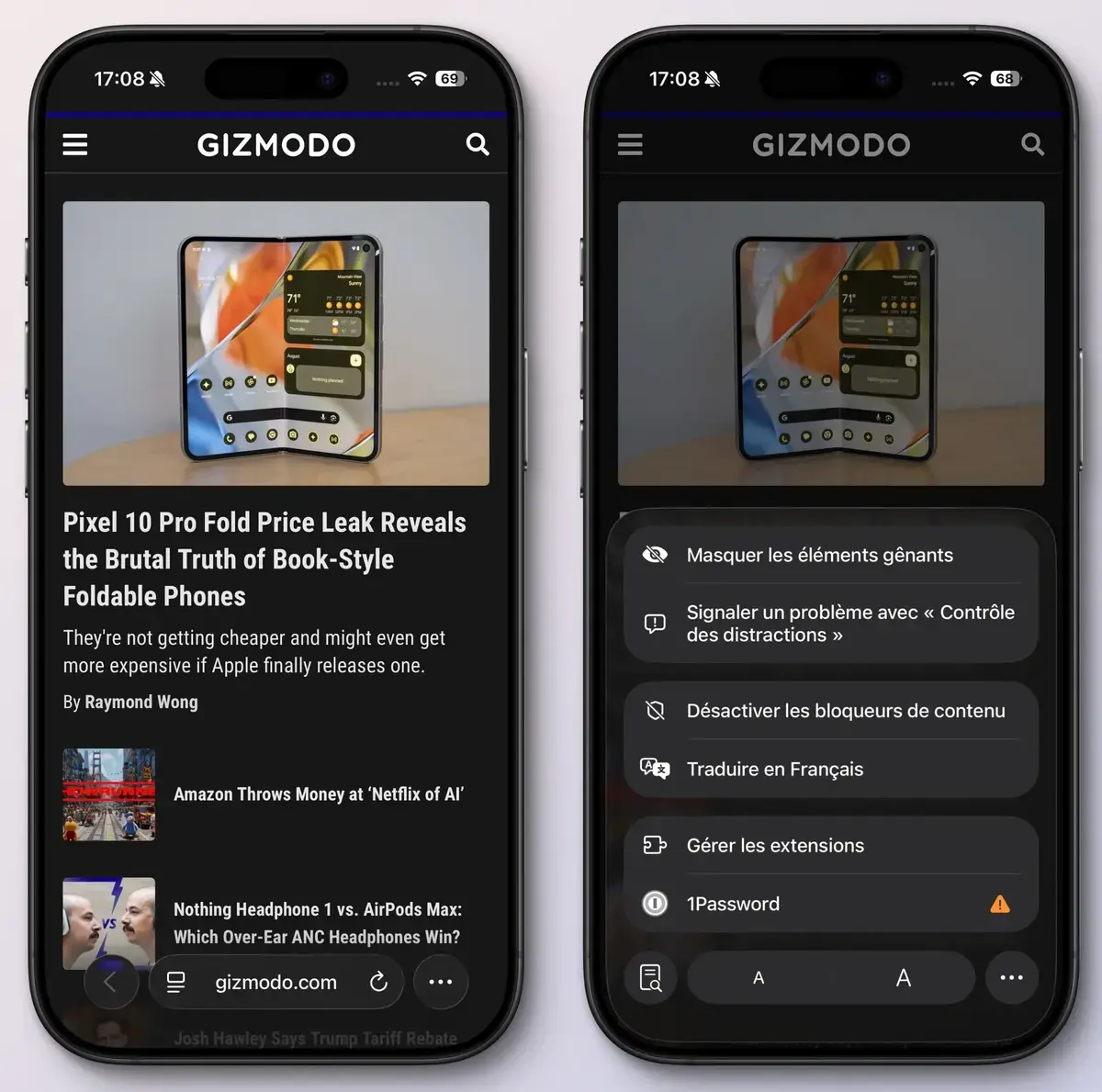 Safari vous permet de masquer des parties distrayantes d'une page web, vous permettant une lecture plus confortable.