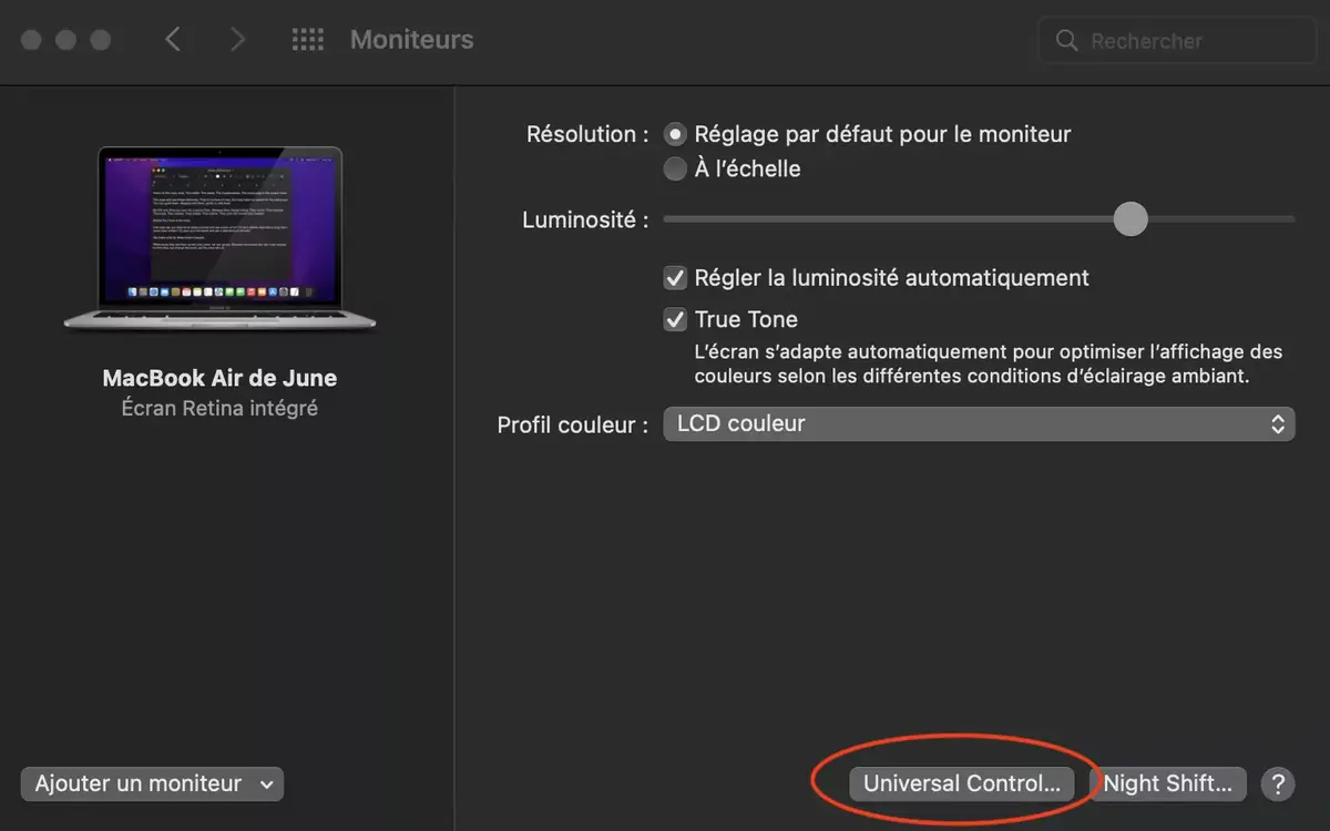 macOS 12.3 affine les réglages d'Universal Control