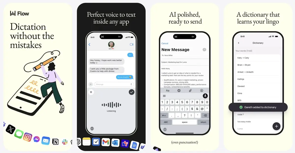 Wispr Flow vous permet de dicter et ainsi d'&eacute;viter d'utiliser le clavier d'iOS.