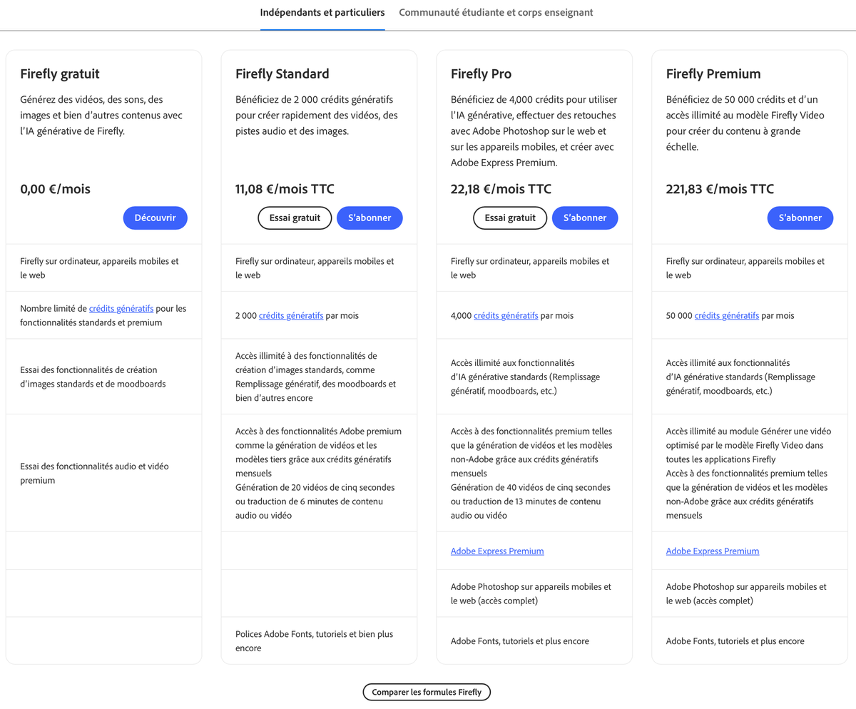 Pas convaincu par Apple Creator Studio&nbsp;? Adobe Firefly passe &agrave; l&rsquo;illimit&eacute;