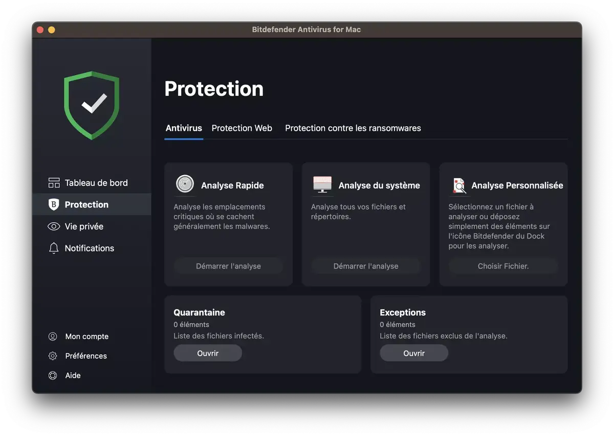 Bitdefender Mac écran Protection antivirus