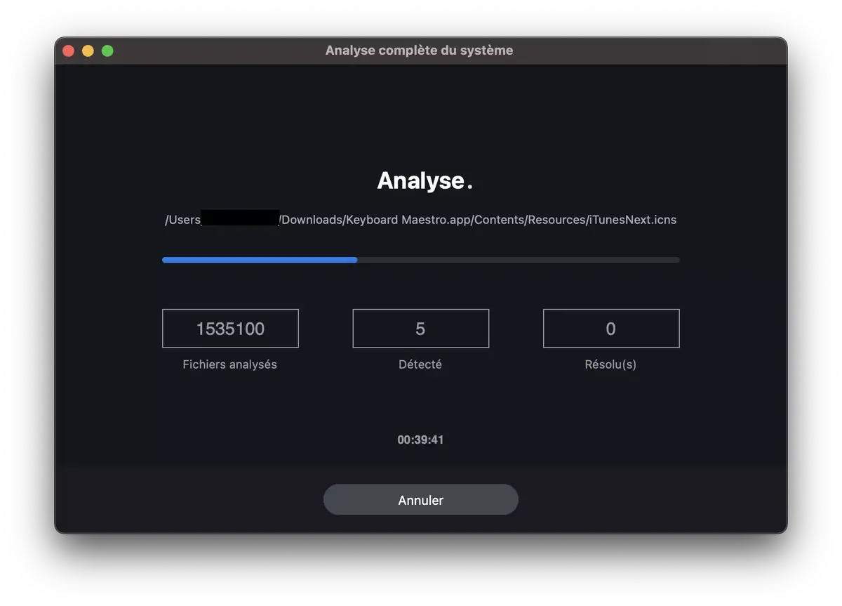 Ecran analyse antivirus