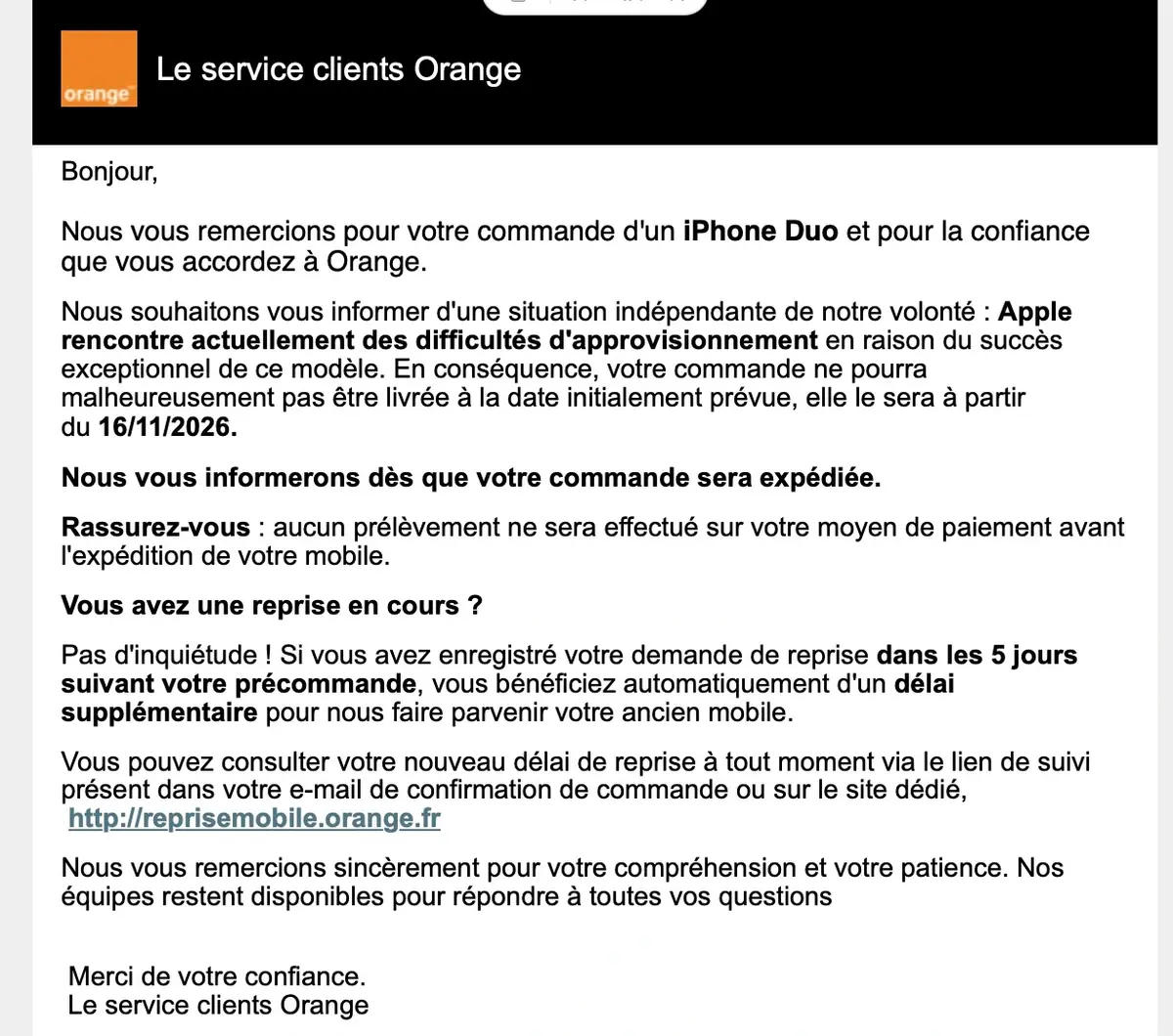 Orange devait vous livrer votre iPhone Duo aujourd'hui&nbsp;? &Ccedil;a n'arrivera probablement pas