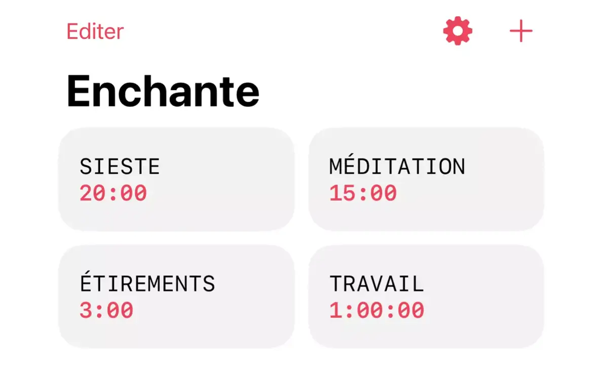 Enchante minuteurs widgets App