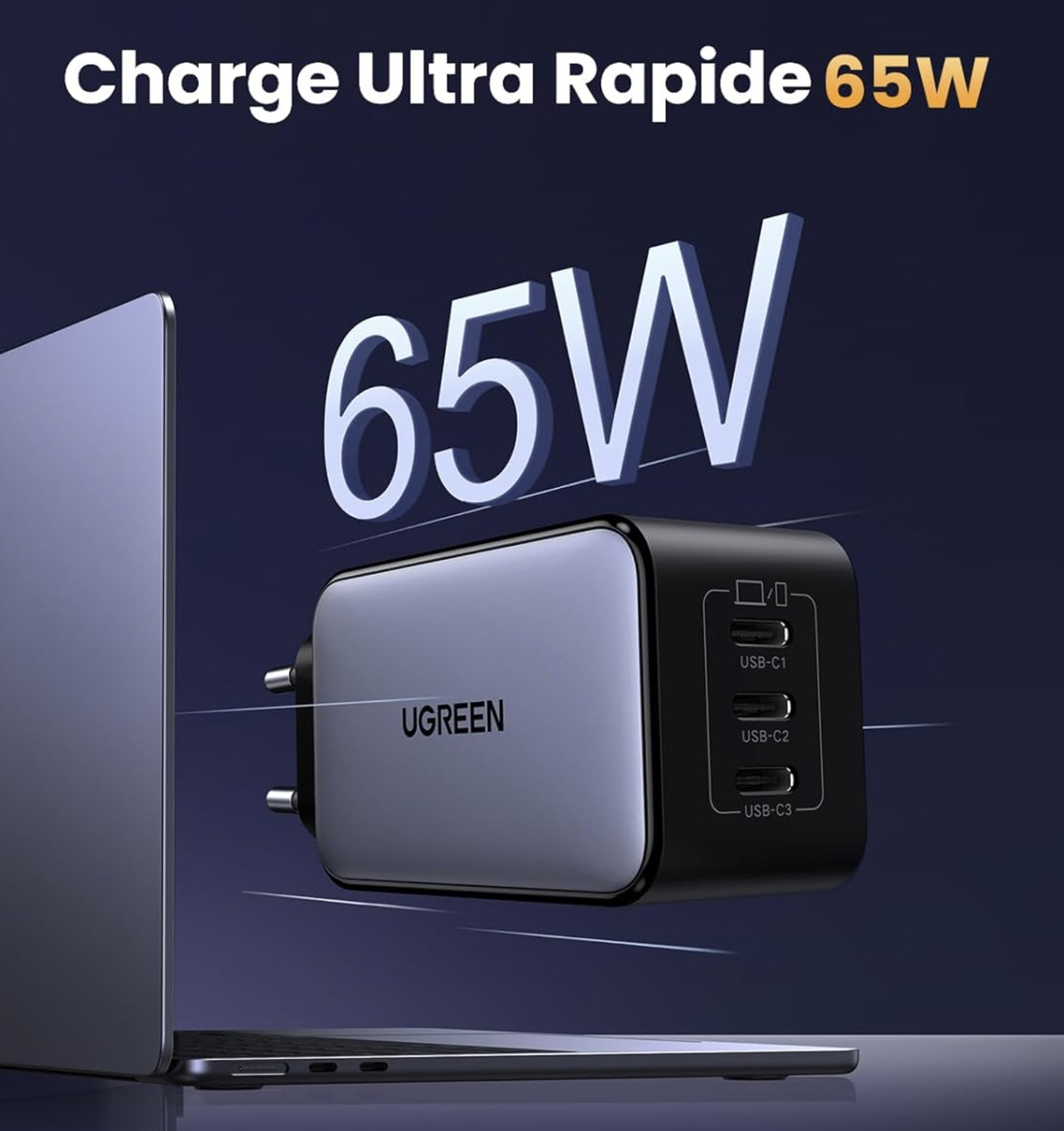 Un chargeur UGreen 65W 3 ports à moins de 28€