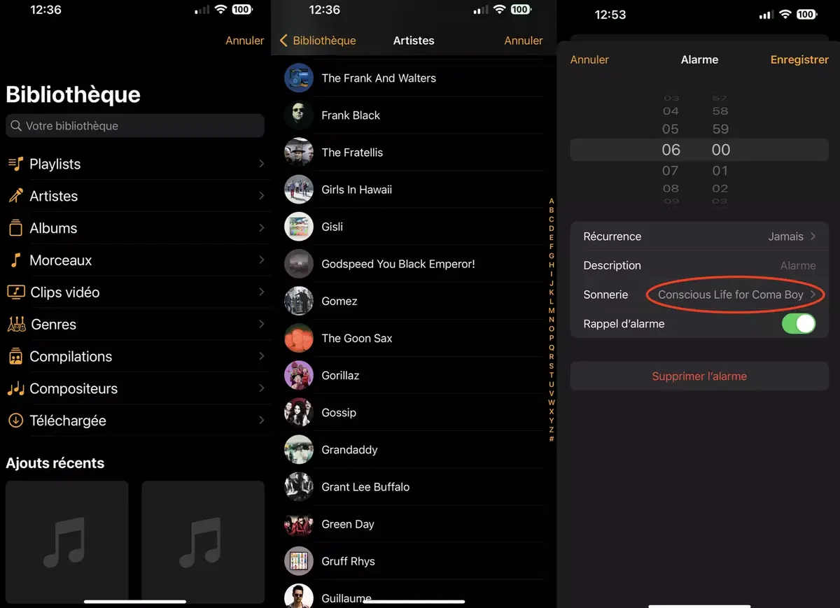 Comment choisir une chanson pour l'alarme sur iPhone