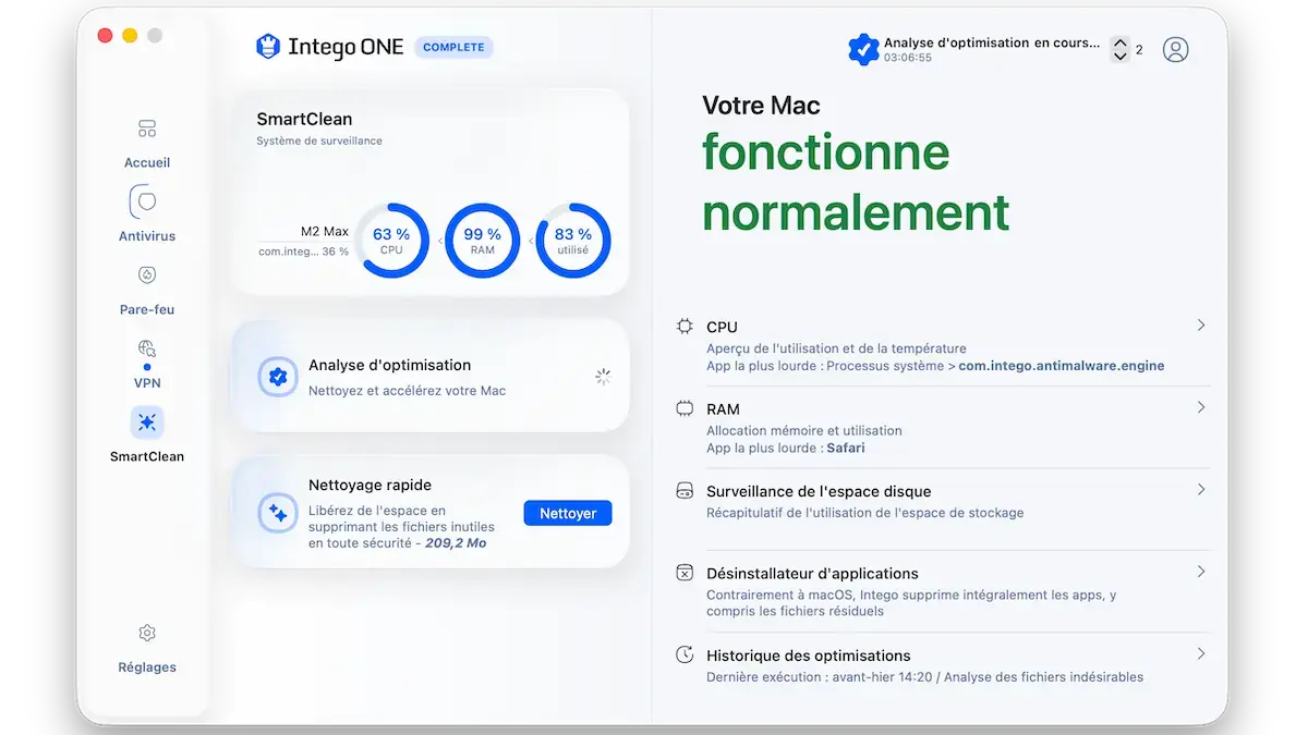 Intego ONE nettoyeur de fichiers SmartClean