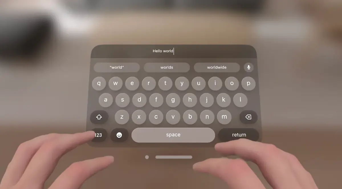 Le clavier virtuel du Vision Pro @9to5 Mac