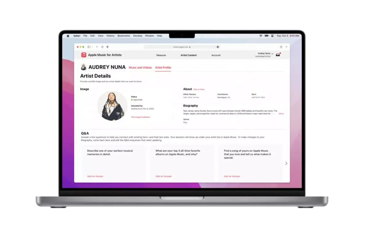 Apple Music for Artists permet davantage de personnalisation