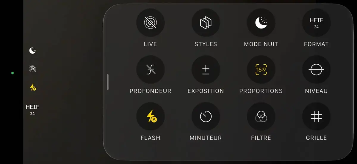 Le panneau complet sous iOS 27