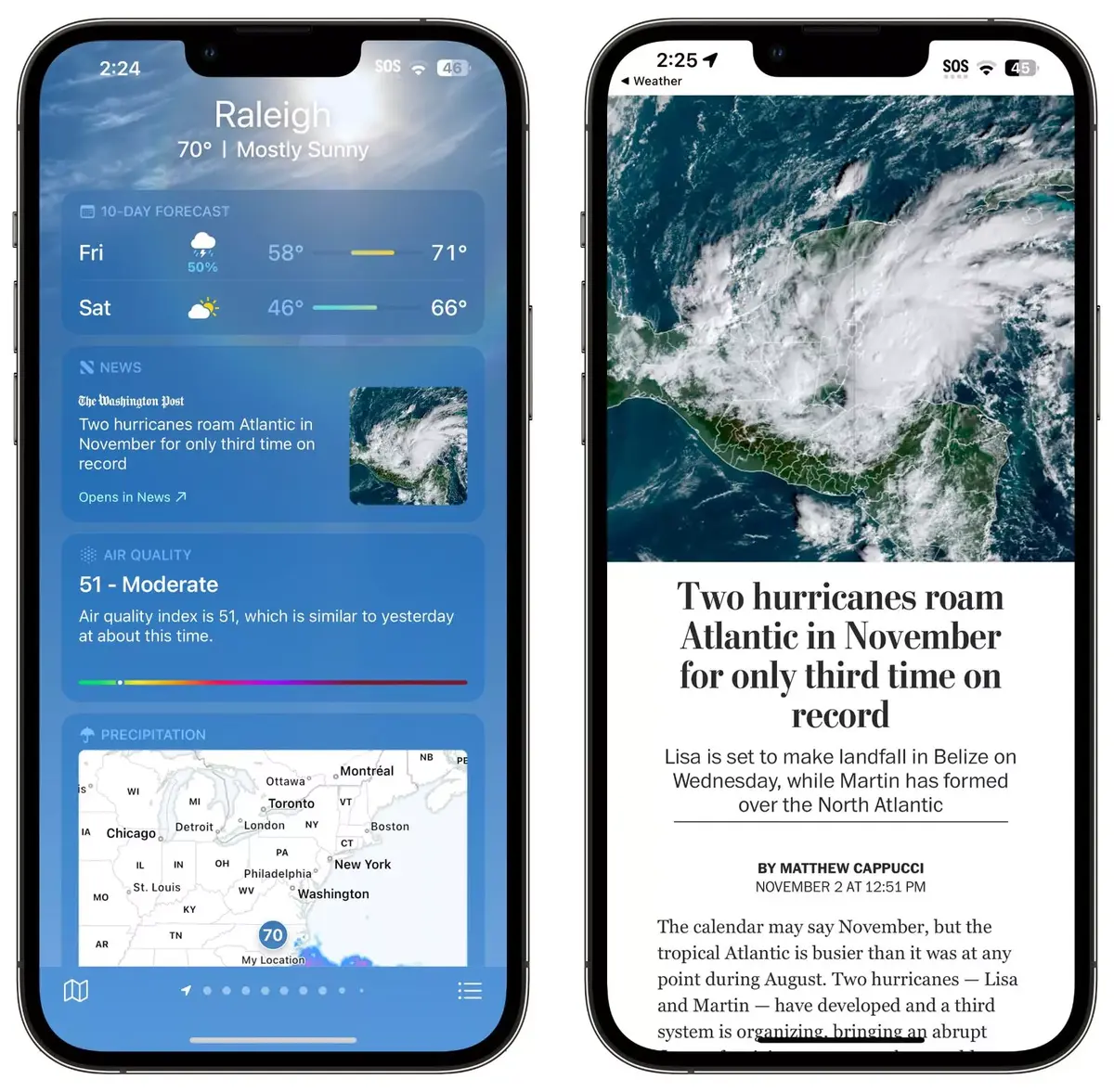 iOS 16.2 : l'app Météo propose un nouveau module dédié aux News