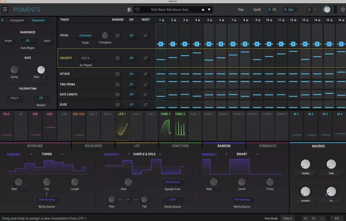 Une interface simplifiée et de nouveaux effets pour le synthétiseur Pigments 4 d'Arturia