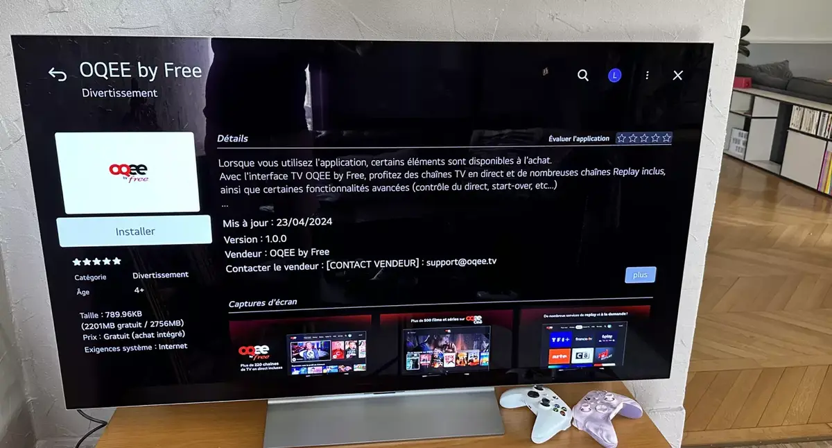 L'App Oqee by Free disponible sur les TV LG via la boutique d'App webOS