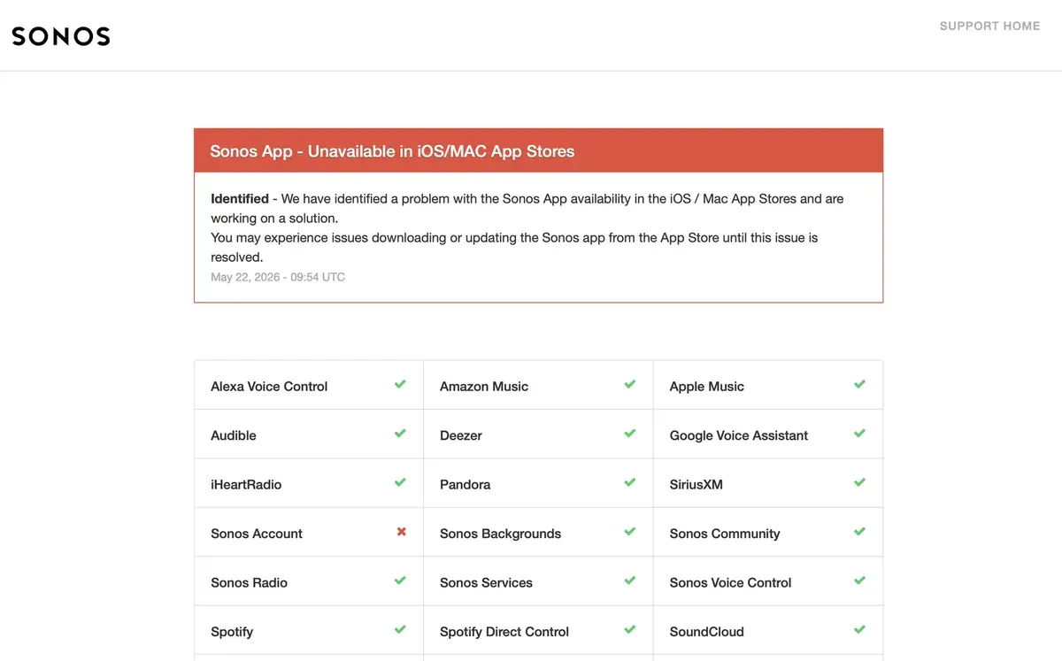 Panne majeure chez Sonos&nbsp;: l'application a m&ecirc;me disparu de l&rsquo;App Store