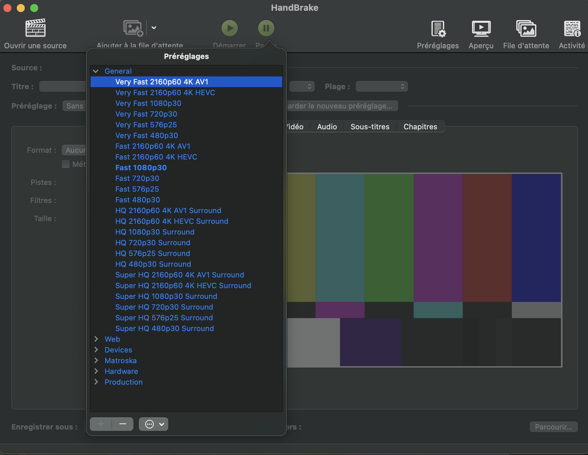 Handbrake 1.6 prend en charge l'encodage en AV1