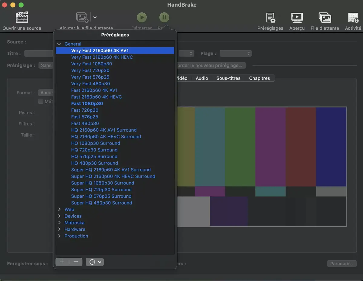 Handbrake 1.6 prend en charge l'encodage en AV1