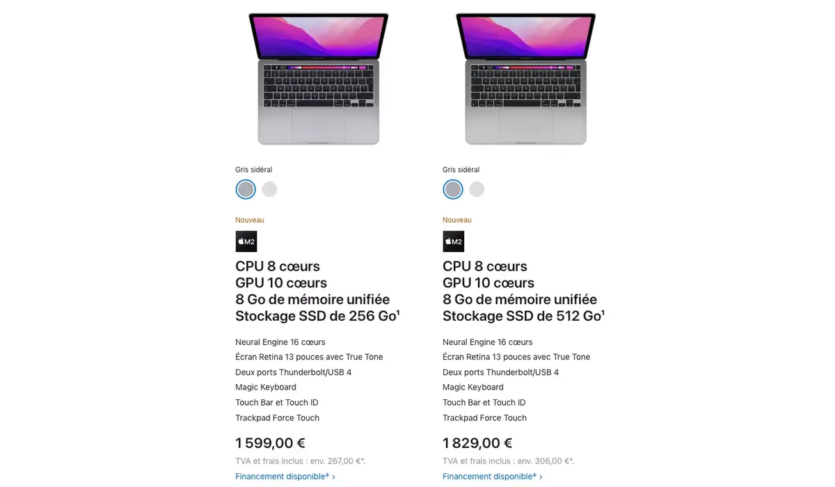 MacBook Pro 13" M2 : les commandes sont ouvertes sur l'Apple Store et chez les revendeurs