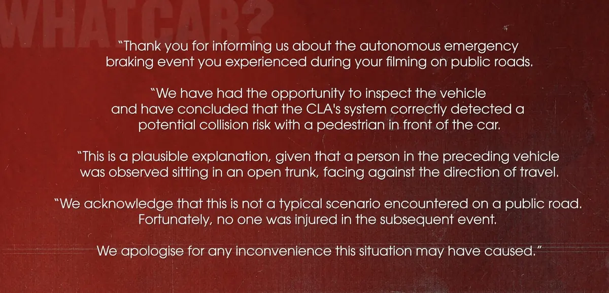 Un accident provoqu&eacute; par une Mercedes CLA &eacute;lectrique, victime de "freinage fant&ocirc;me"