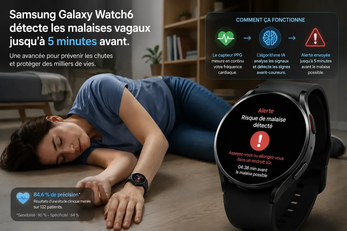 La Samsung Galaxy Watch pourrait d&eacute;tecter si vous allez tomber dans les pommes&nbsp;!