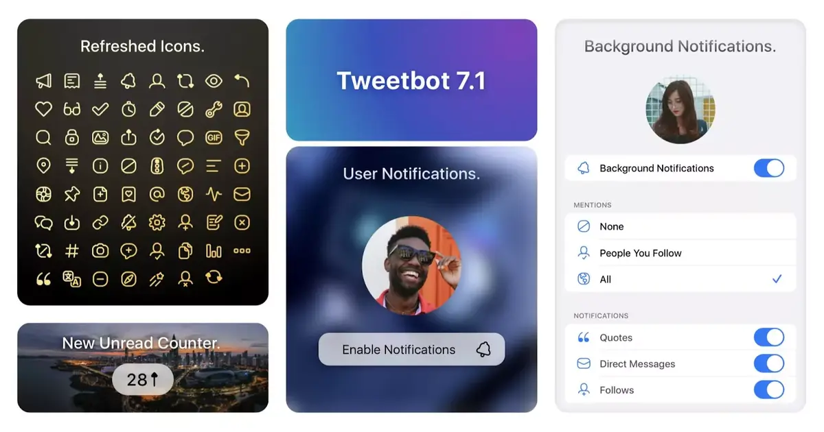 Tweetbot 7.1 ajoute des notifications et de nouvelles icônes sur iOS