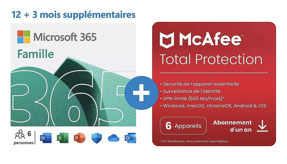 Microsoft 365 Famille McAfee promo