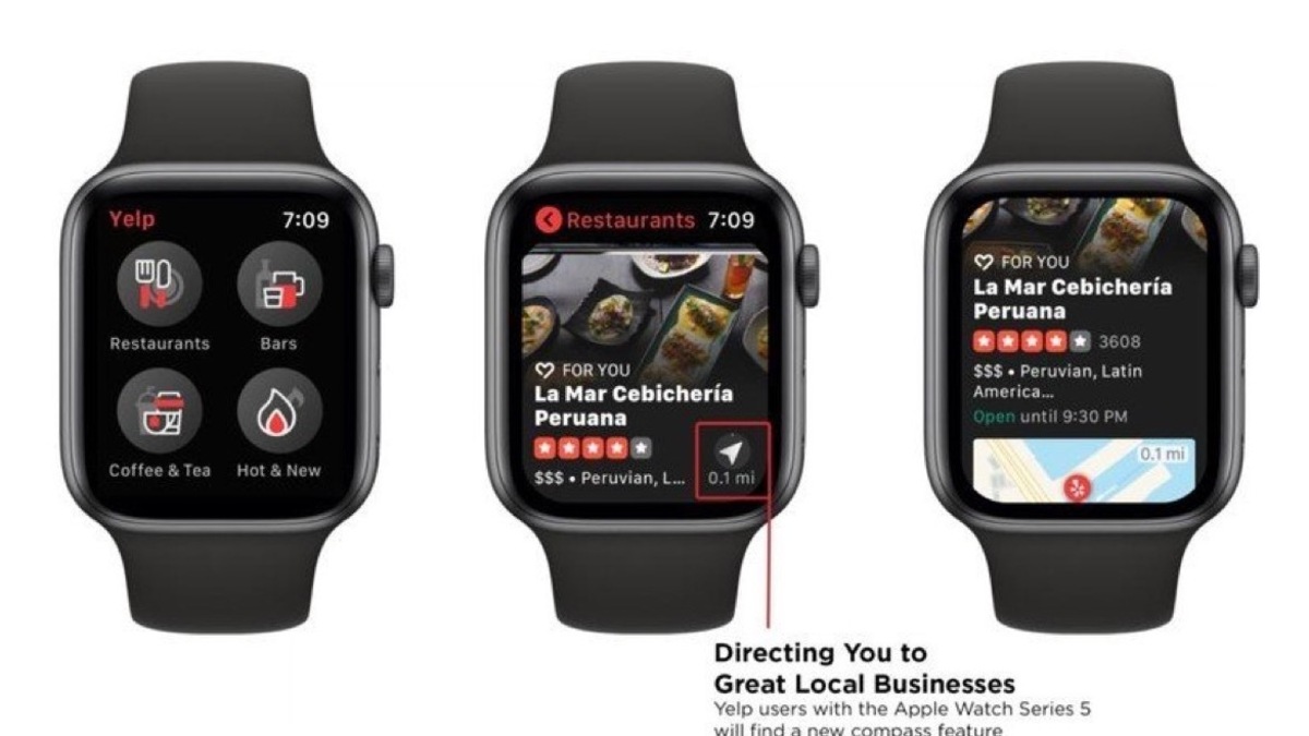 Yelp est compatible avec la boussole de l Apple Watch Series 5 vid o