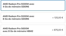 Apple ajoute l'option Radeon Pro 5600M au MacBook Pro 16", et des SSD pour le Mac Pro