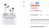 Les AirPods 3 en promo à 179,99 euros
