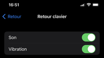 iOS 16 permet d'activer le retour haptique pour le clavier