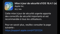 Une première mise à jour de sécurité urgente pour iOS 16.4.1 et macOS 13.3.1