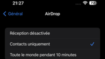 iOS 16.2 : le partage via AirDrop passe à 10 minutes pour tous