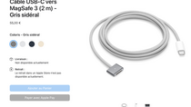 Des câbles MagSafe 3 aux couleurs des MacBook Air M2 (et en Gris Sidéral pour les MacBook Pro)