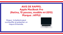 Programme de rappel du MacBook Pro 15 pouces, modèle mi-2015