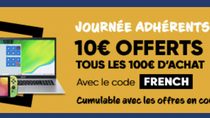 Un bon d'achat de 10 euros tous les 100 euros d'achat (MacBook Pro M2, iMac M1 à -10%)