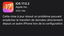 iOS 17.0.2 corrige un bug de transfert de données entre iPhone